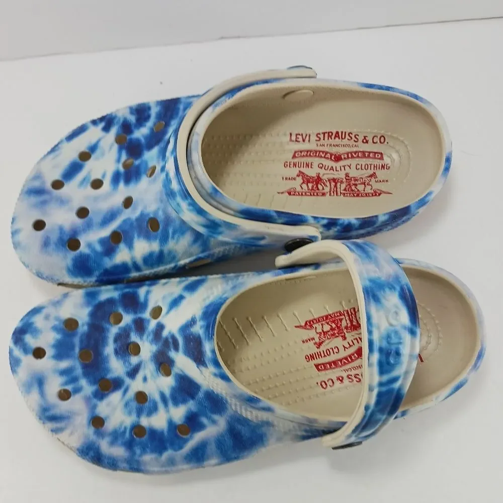Levi's x Crocs Classic Clog Blue+White Tie-Dye Limited Edition Collaboration 8/6 - Picture 3 of 8